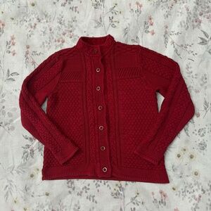 Vintage 2000s LL Bean Cable Knit Fisherman Sweater Cardigan Cotton Button Up